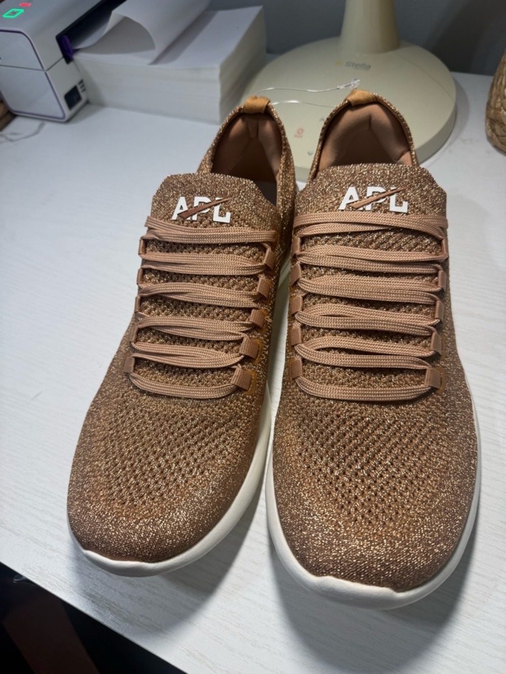 APL Women's Rose Gold Knit Athletic Sneakers